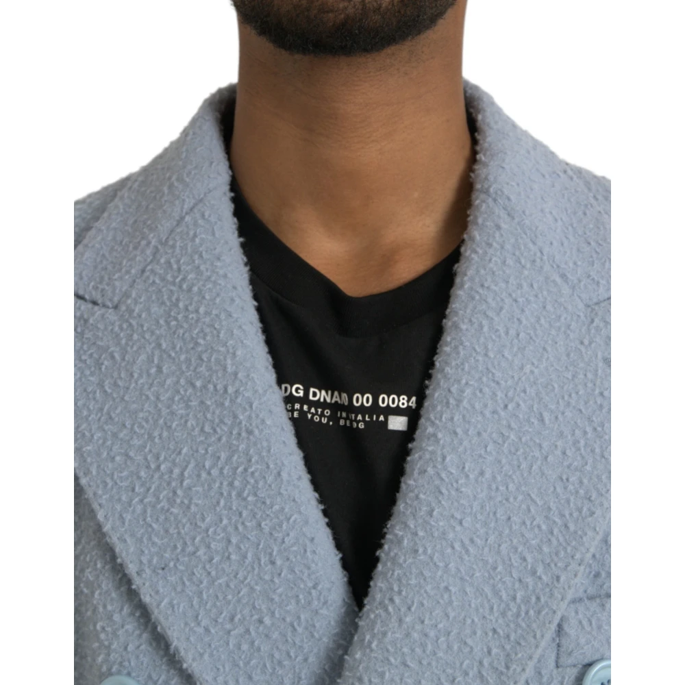 Dolce & Gabbana Blauwe Dubbelrijige Trenchcoat Jas Blue Heren
