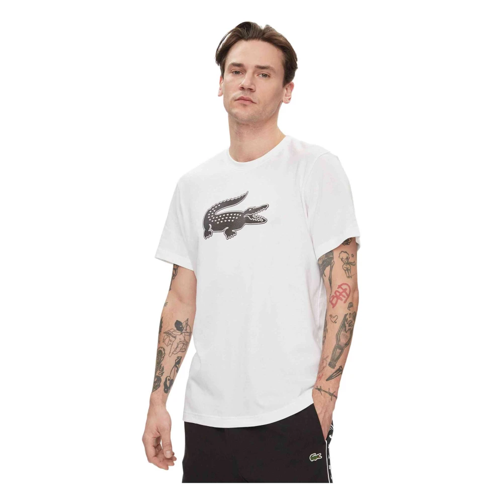 Lacoste Herr Vit Toppar L, Bomull, Sport Logo Xxl Ultra Dry T-Shirt