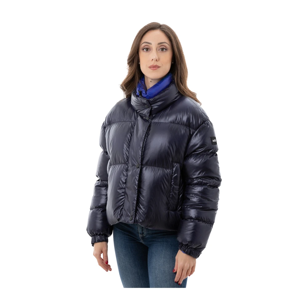 add Korte gewatteerde jas met contrastkraag Blue Dames