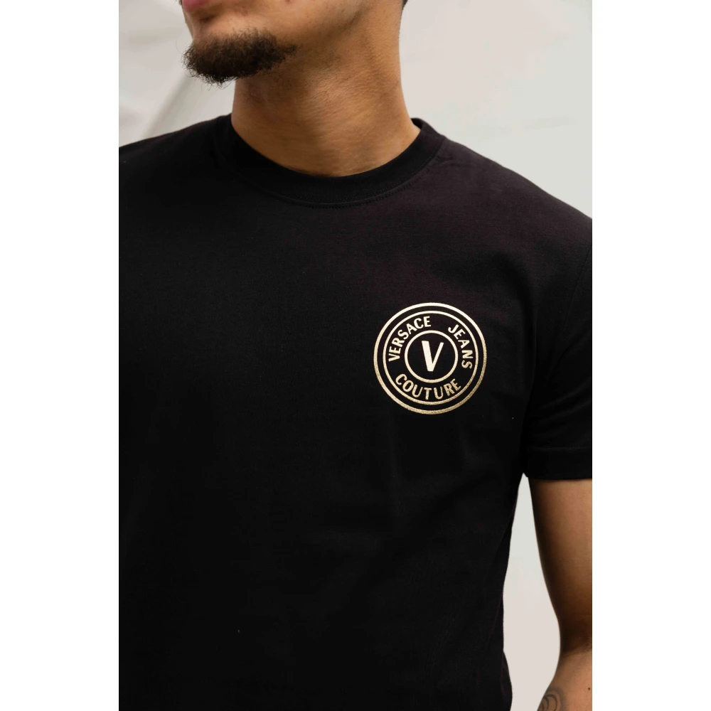 Versace Jeans Couture Zwart V-Embleem T-Shirt Heren Black Heren