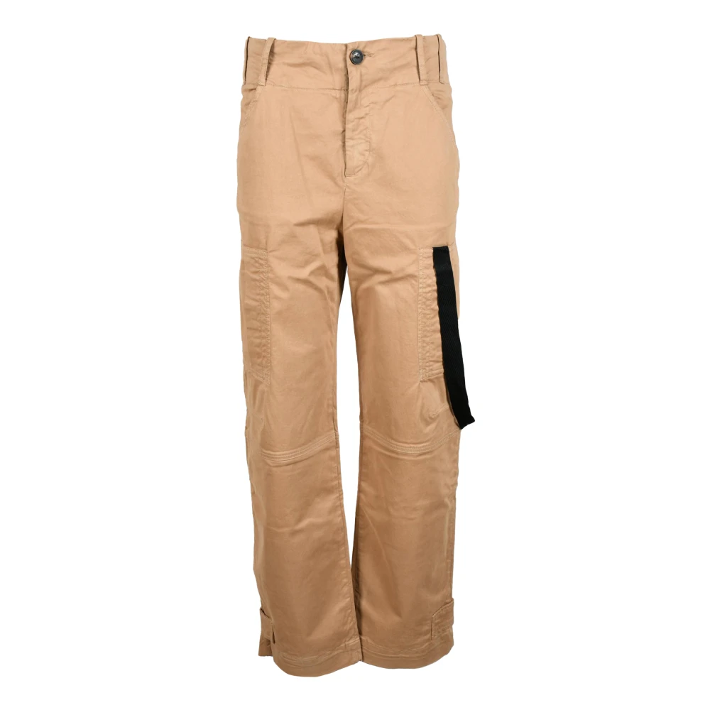 Pinko Brown Cotton Elastane Trousers - Female - Straight Trousers - Xs - Trousers
