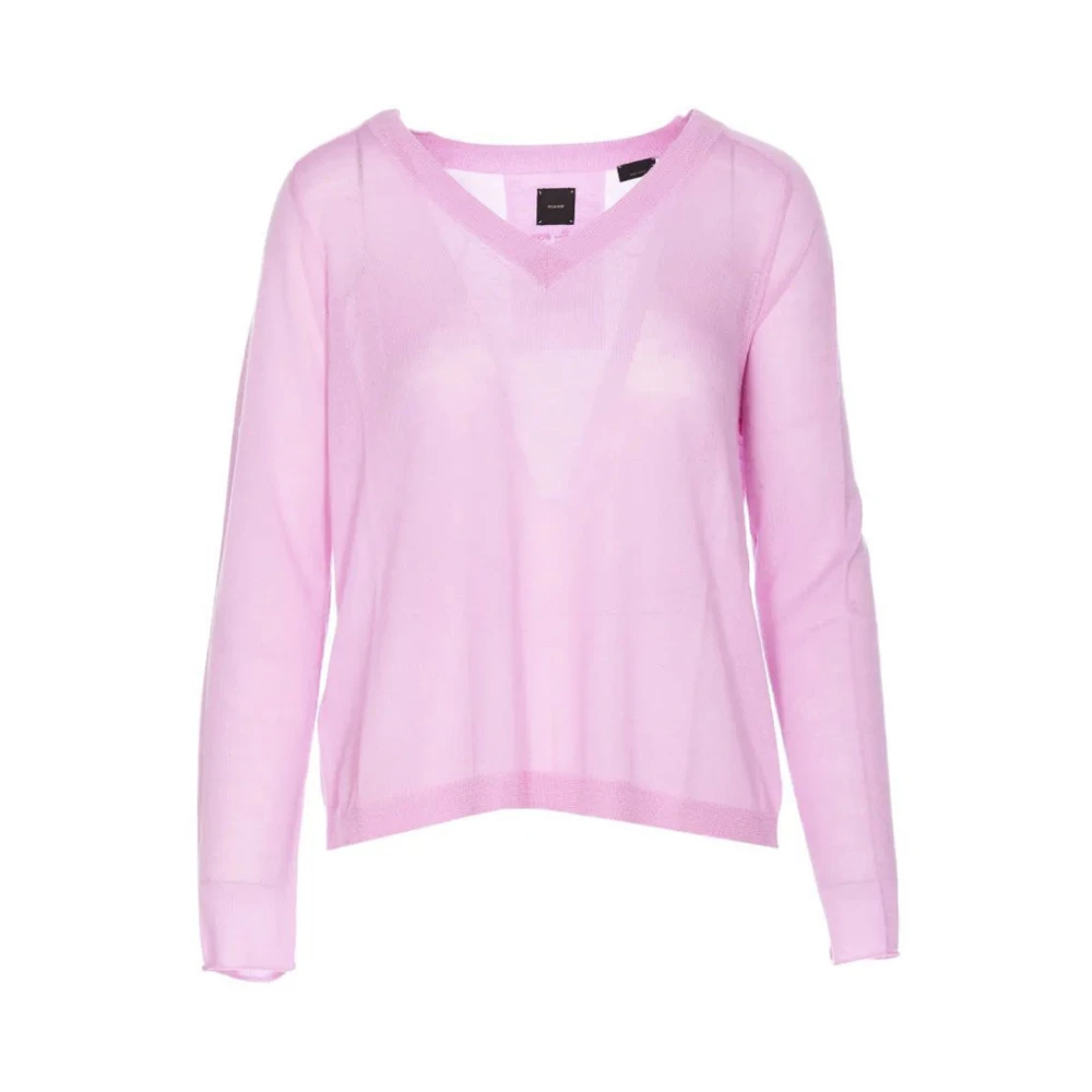 Pinko Women's Pink V-Neck Knitwear Jumper - O - V-Neck Knitwear - L - Knitwear