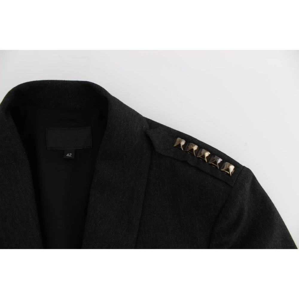 Exte Elegante Grijze Blazerjas met Gouden Knopen Gray Dames