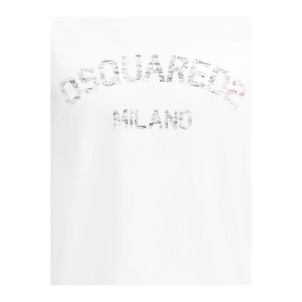 Dsquared2 Monochrome Bedrukt Katoenen T-Shirt White Heren