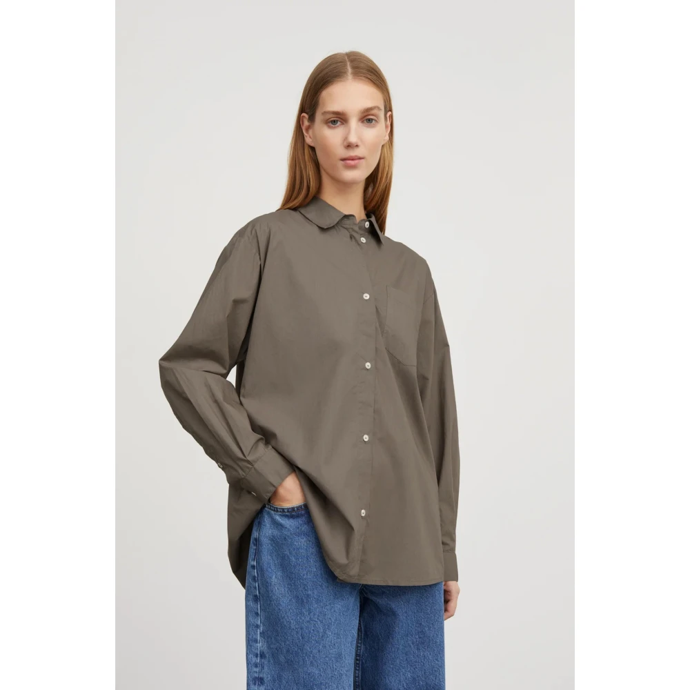Skall Studio Klassieke Edgar Shirt in Koud Bruin Brown Dames