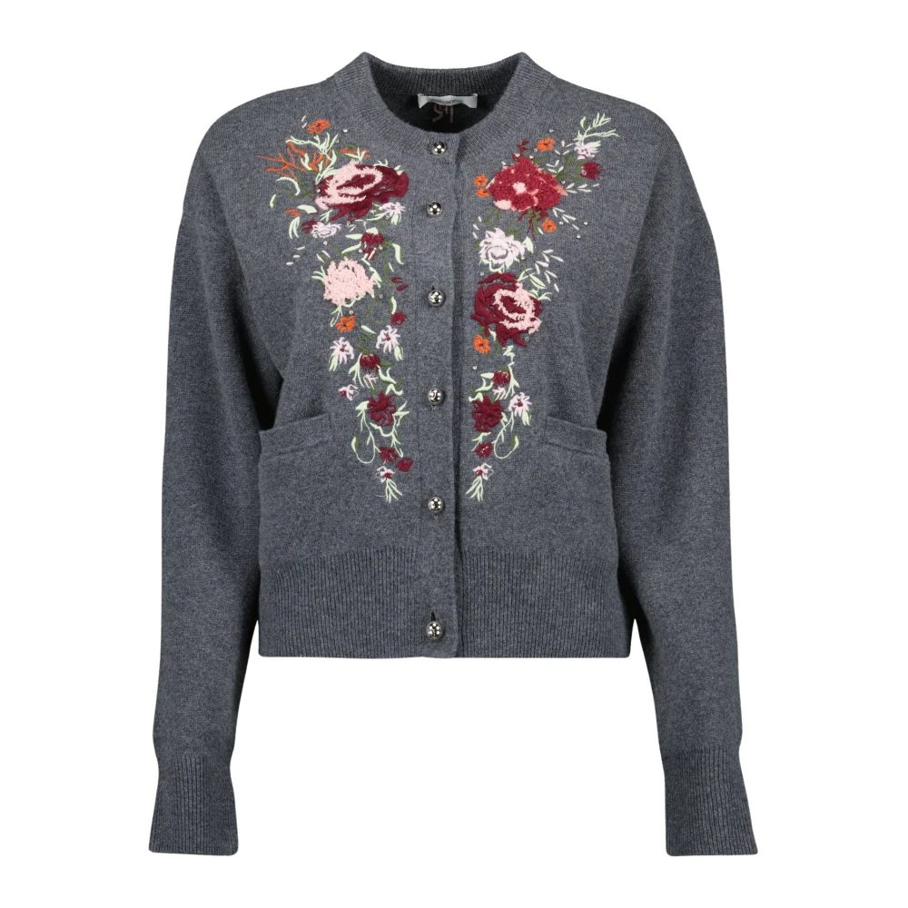 Paco Rabanne Bloemenwol kasjmier vest Gray Dames