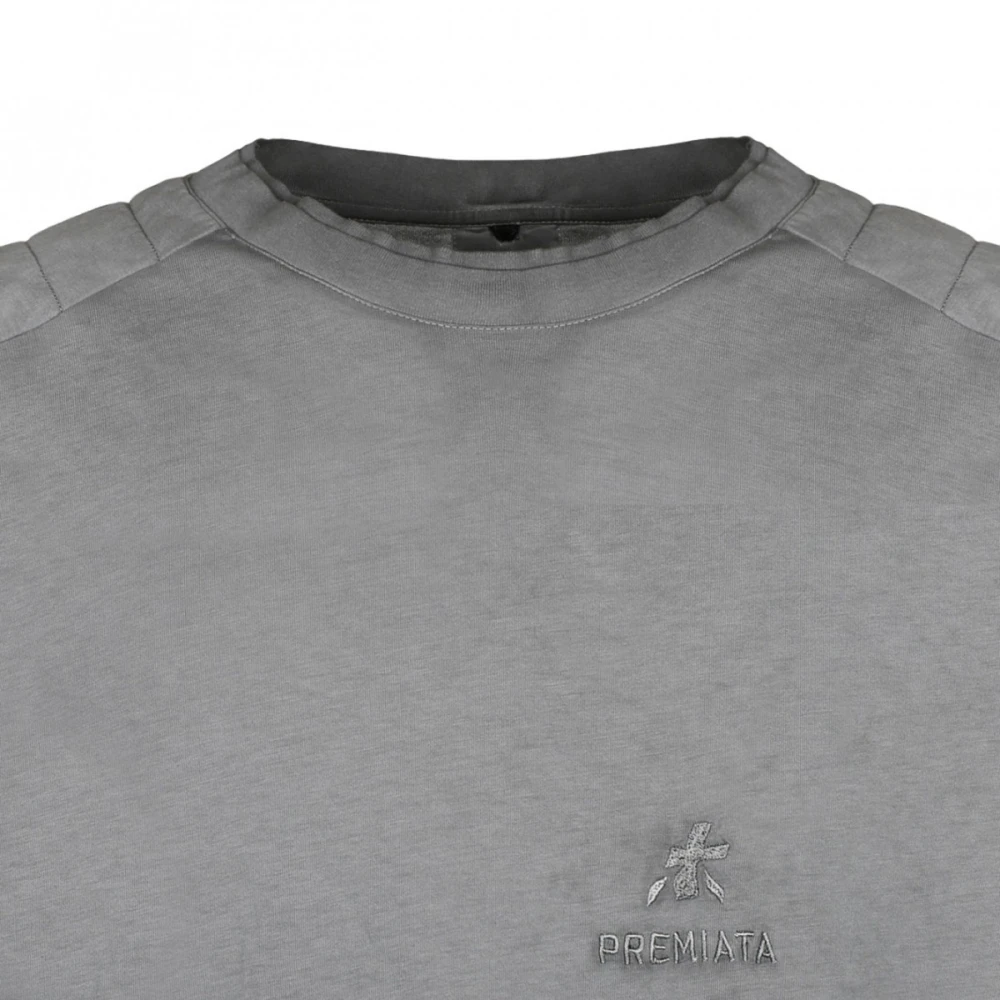 Premiata Donkergrijze Logo Geborduurd T-Shirt Gray Heren
