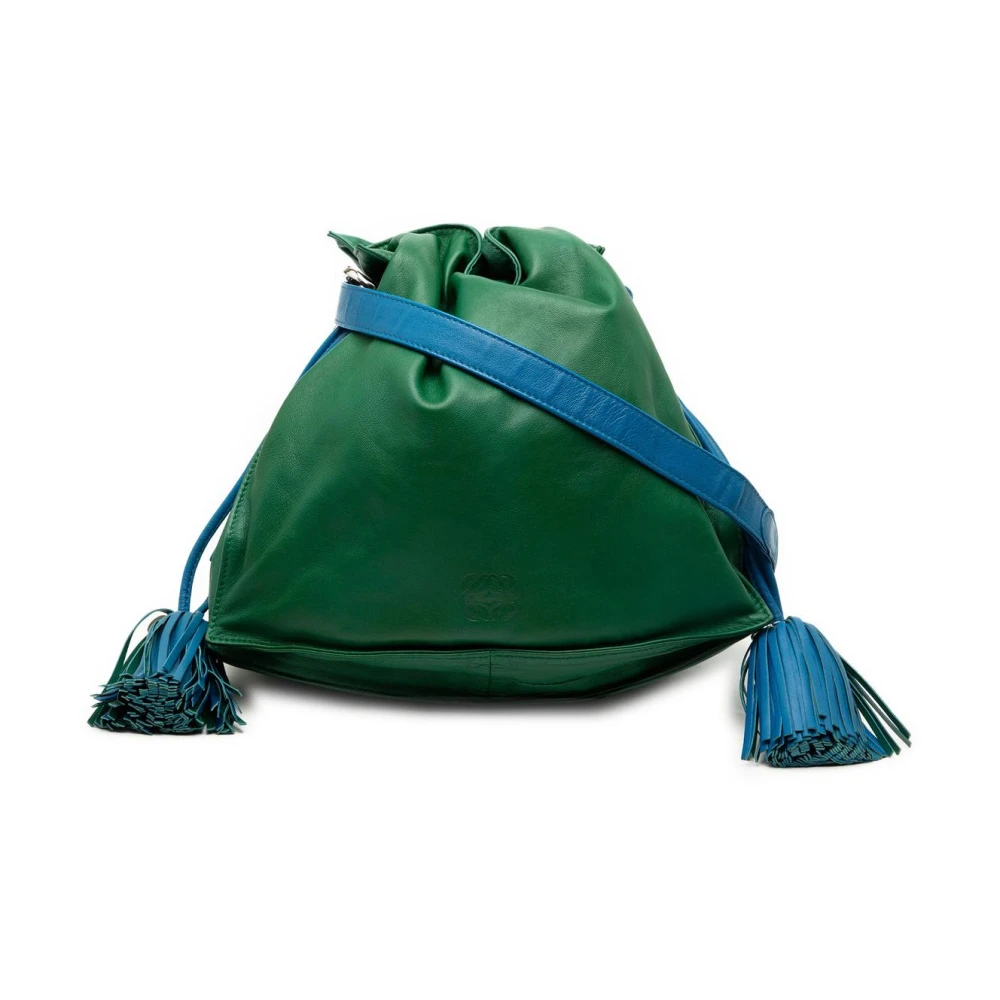 Loewe Pre-Owned Women's Green Pre-Owned Leather Drawstring Bucket Bag