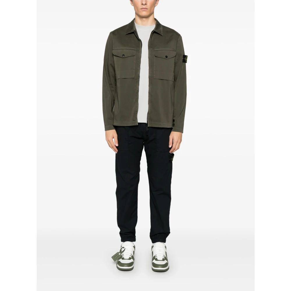 Stone Island Groene jassen met plooizakken Green Heren