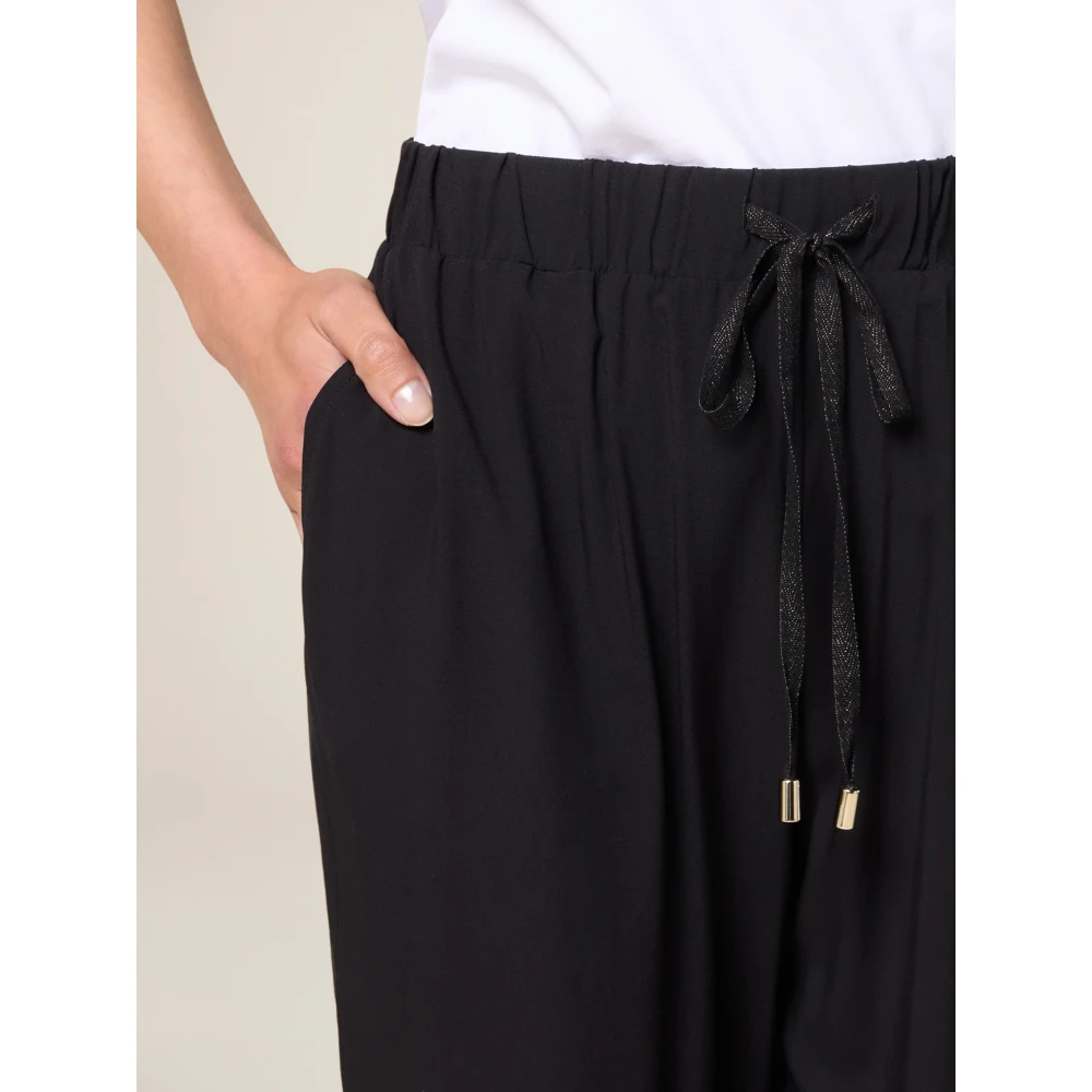 Oltre Viscose Joggers Green Story Elastische Taille Black Dames