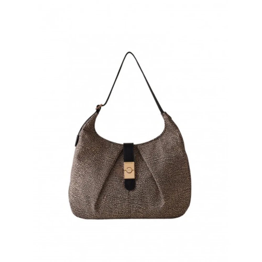 Borbonese Hobo Tas van Gerecycled Stof met Leren Details Brown Dames