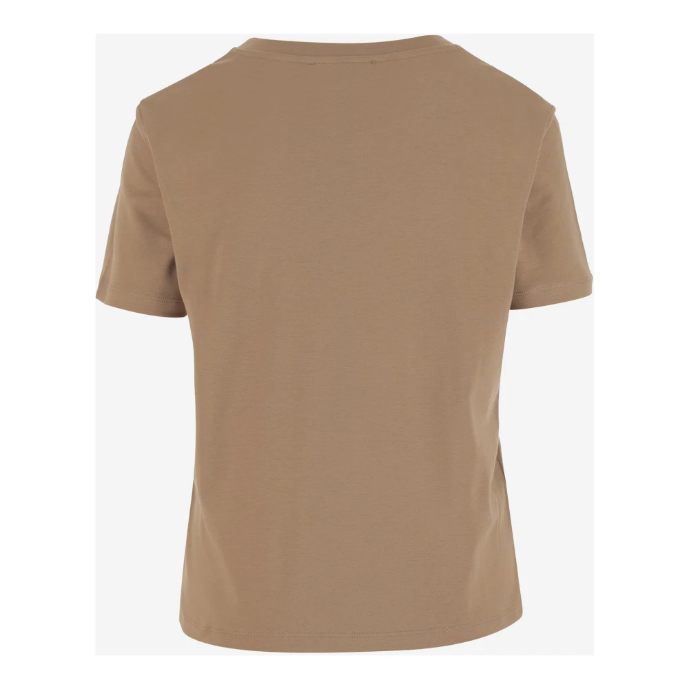 Max Mara Logo Katoenen T-shirt Beige Ronde Hals Beige Dames