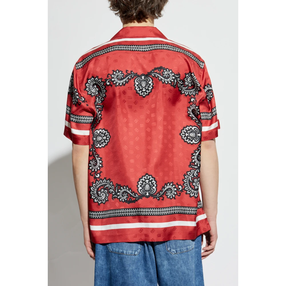 Dolce & Gabbana Zijden shirt met zak Red Heren