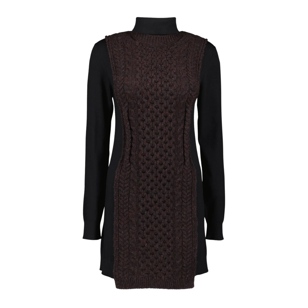 Fendi Women's Purple And Yellow Turtleneck Jumper - Knitted Dresses - 2XS - Dresses