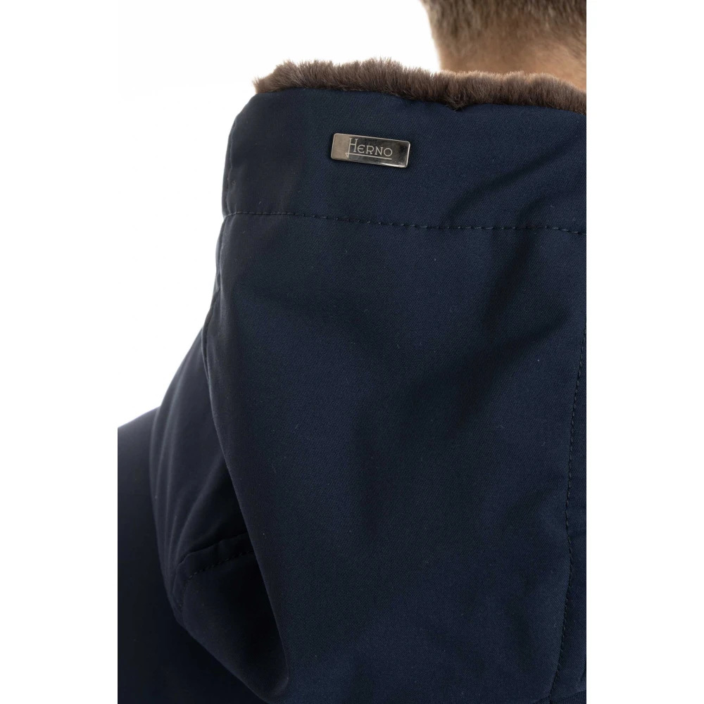 Herno Blauwe Parka met Verstelbare Capuchon Blue Heren