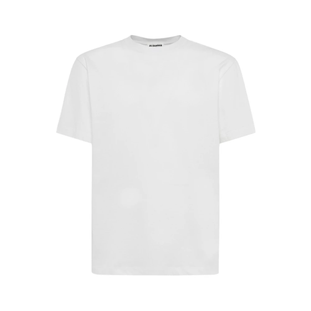 Jil Sander Effengekleurde Katoenen Scoop Neck T-Shirt White Heren