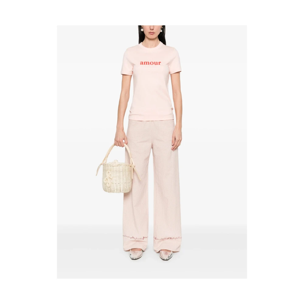 Maison Labiche Lichtroze Crew Neck T-shirt Pink Dames