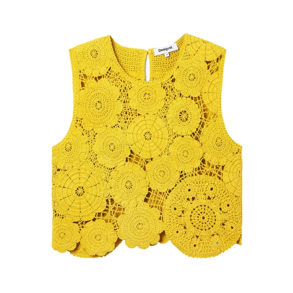 Desigual Sleeveless Knitwear Yellow Dames