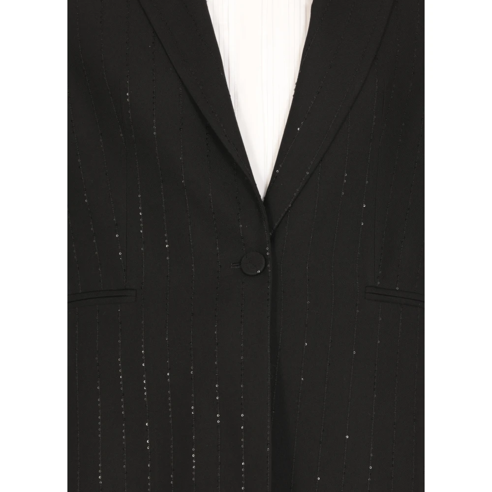 Antonelli Firenze Zwarte Wollen Blend Pailletten Blazer Black Dames