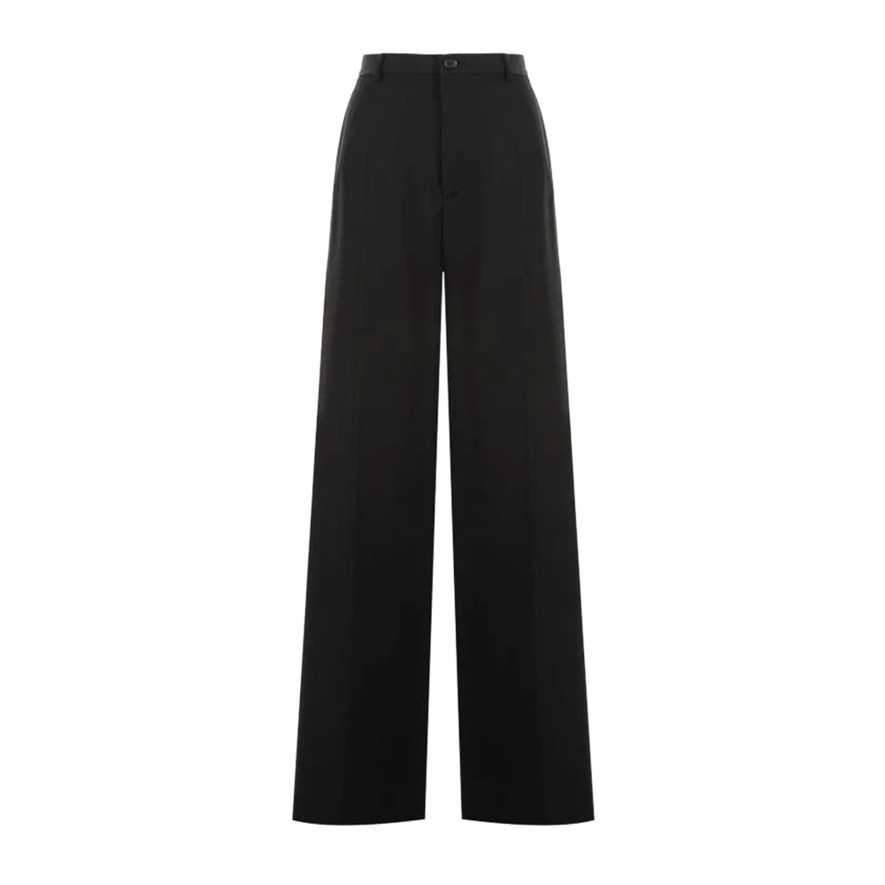 Balenciaga Zwarte Wollen Flared Broek Black Heren