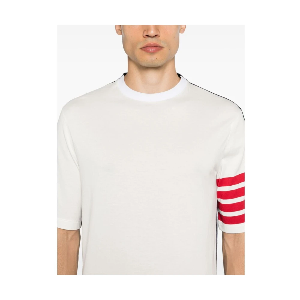 Thom Browne Tweekleurige Streep Crew Neck T-shirt White Heren