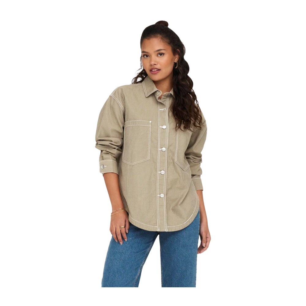 Jacqueline de Yong Nevaeh Lange Mouwen Voorzak Shirt Green Dames