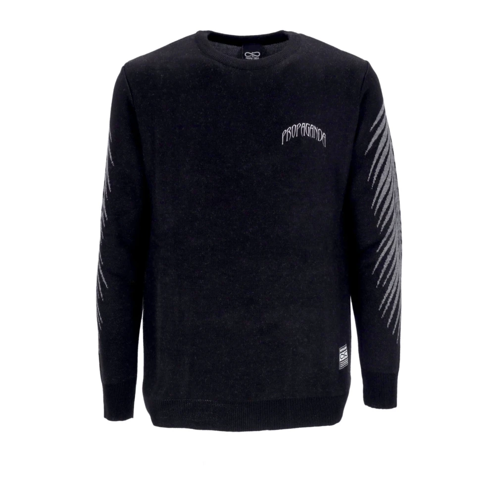 Propaganda Zwarte Jacquard Crew Neck Sweater Black Heren