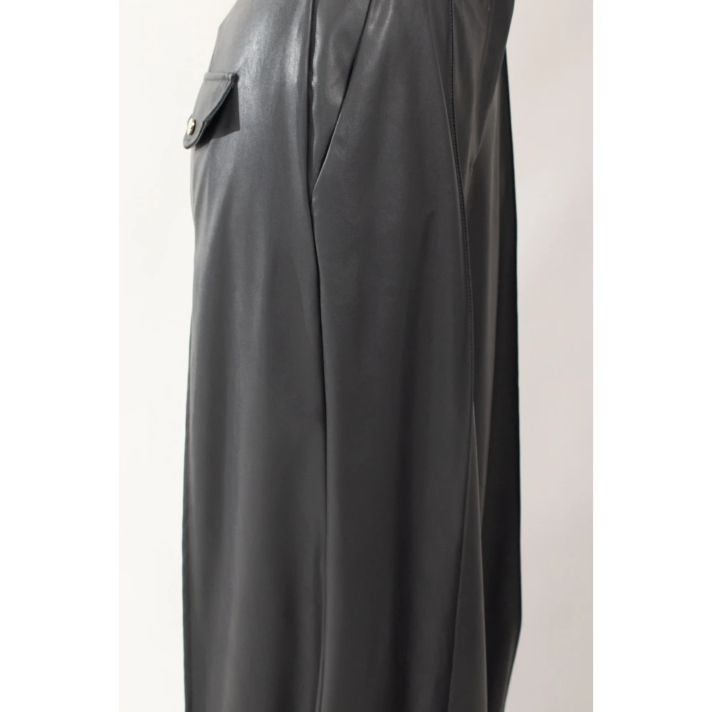 Babylon Wijde Eco-Leren Broek in Grigio Gray Dames