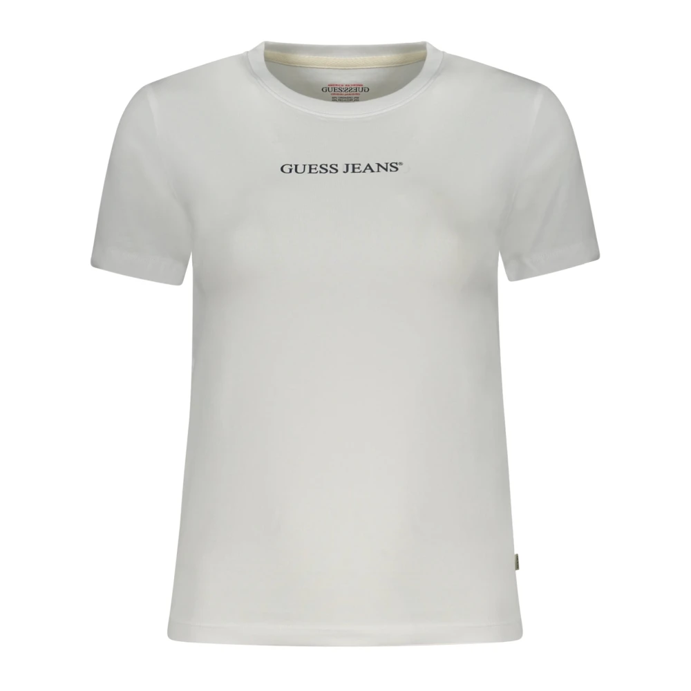 Guess Short Sleeve Cotton Logo Print T-shirt White Dames
