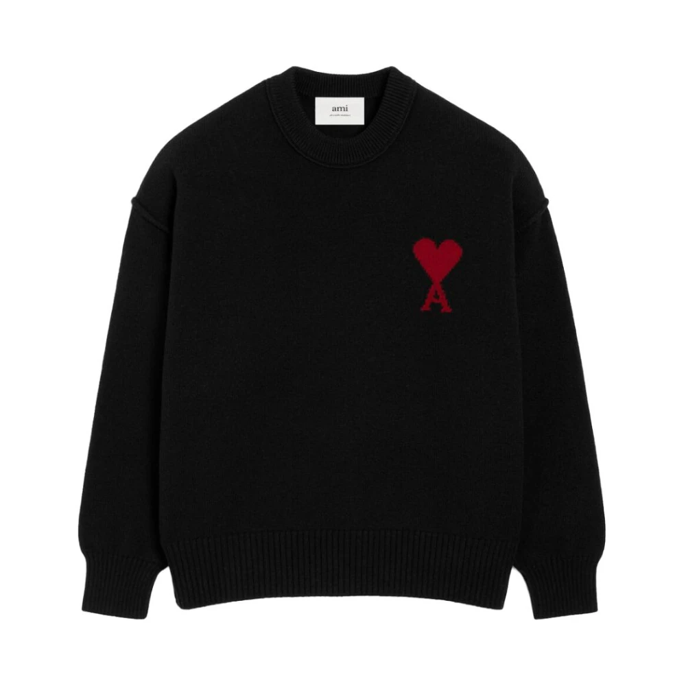Ami Paris Vrouw Zwart De Coeur Crewneck Sweater