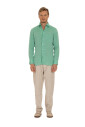chemise-en-lin-vert-fait-main