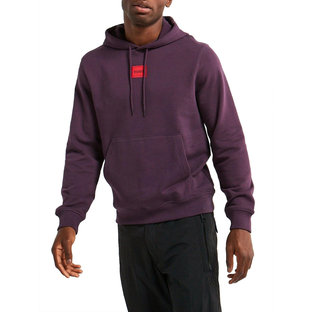 Hugo Boss Paarse hoodie met middenlogo Purple Heren