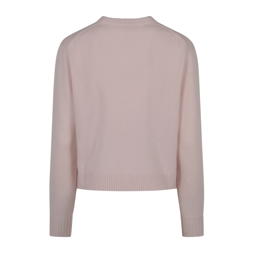 Maison Kitsuné Gedurfde Vossenhoofd Geborduurde Geknipte Trui Pink Dames