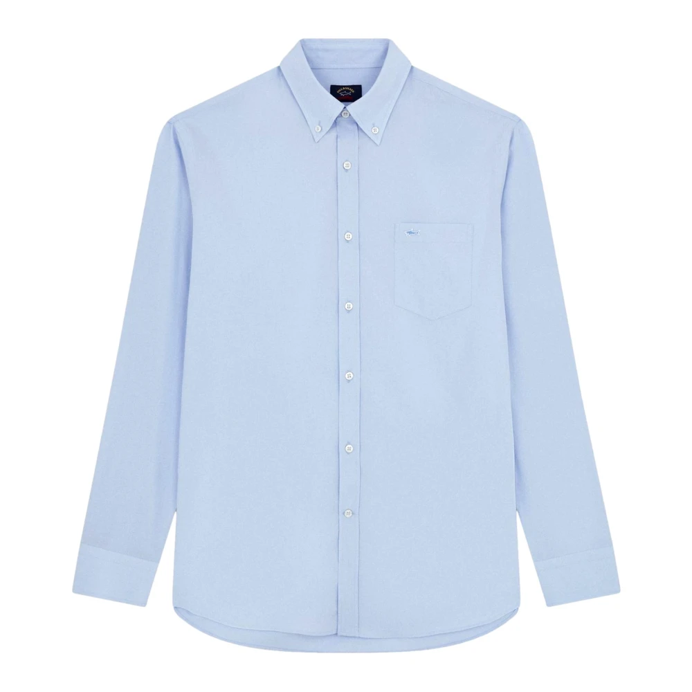 Paul & Shark Blue Formal Shirts, Male, 2XL, Cotton Poplin Button Down Shirt