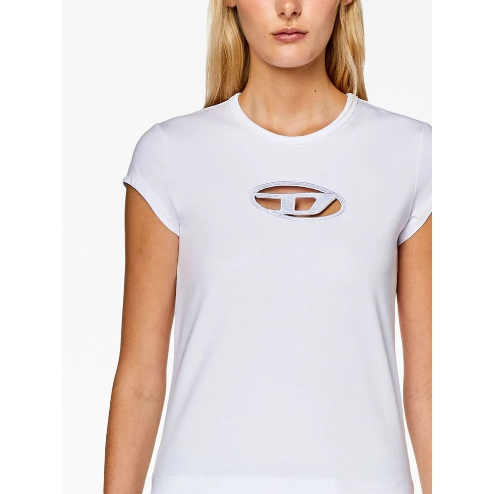 Diesel Witte T-shirts met Cut-out Details White Dames