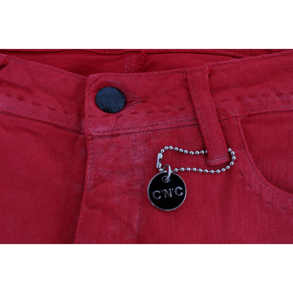 Costume National Rode Slim Fit Jeans Red Dames