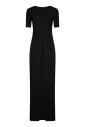 black-ribbed-long-dress-front-slit