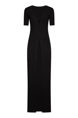 black-ribbed-long-dress-front-slit