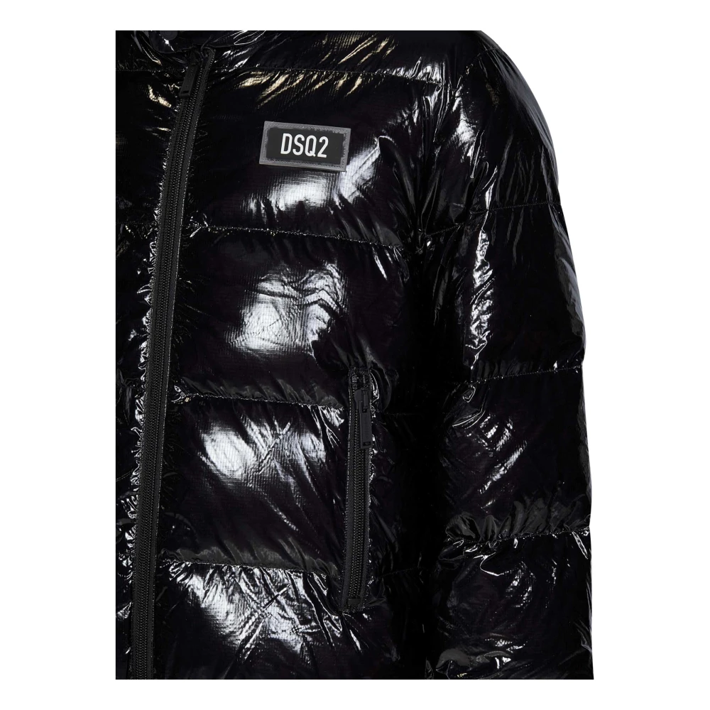Dsquared2 Zwarte Gewatteerde Donsjas Buitenkleding Black Heren