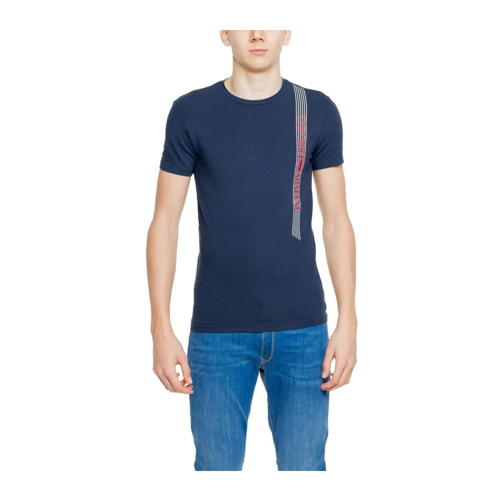 Emporio Armani Blauw Casual Katoen Blend T-Shirt Blue Heren