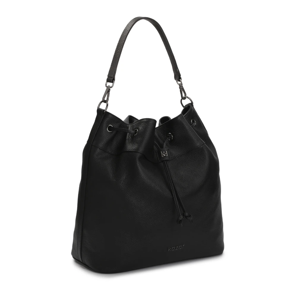 Kazar Leren tas handtas met twee banden Black Dames