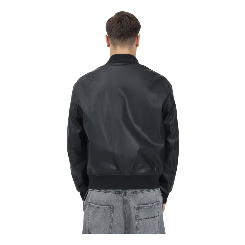 Armani Exchange Modern Zwarte Lederen Jack Black Heren