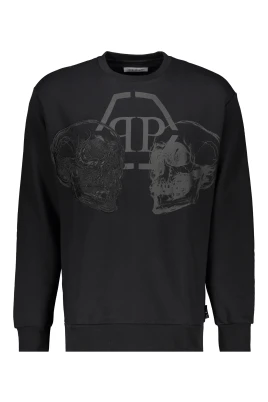 Broderad sweatshirt med tryck