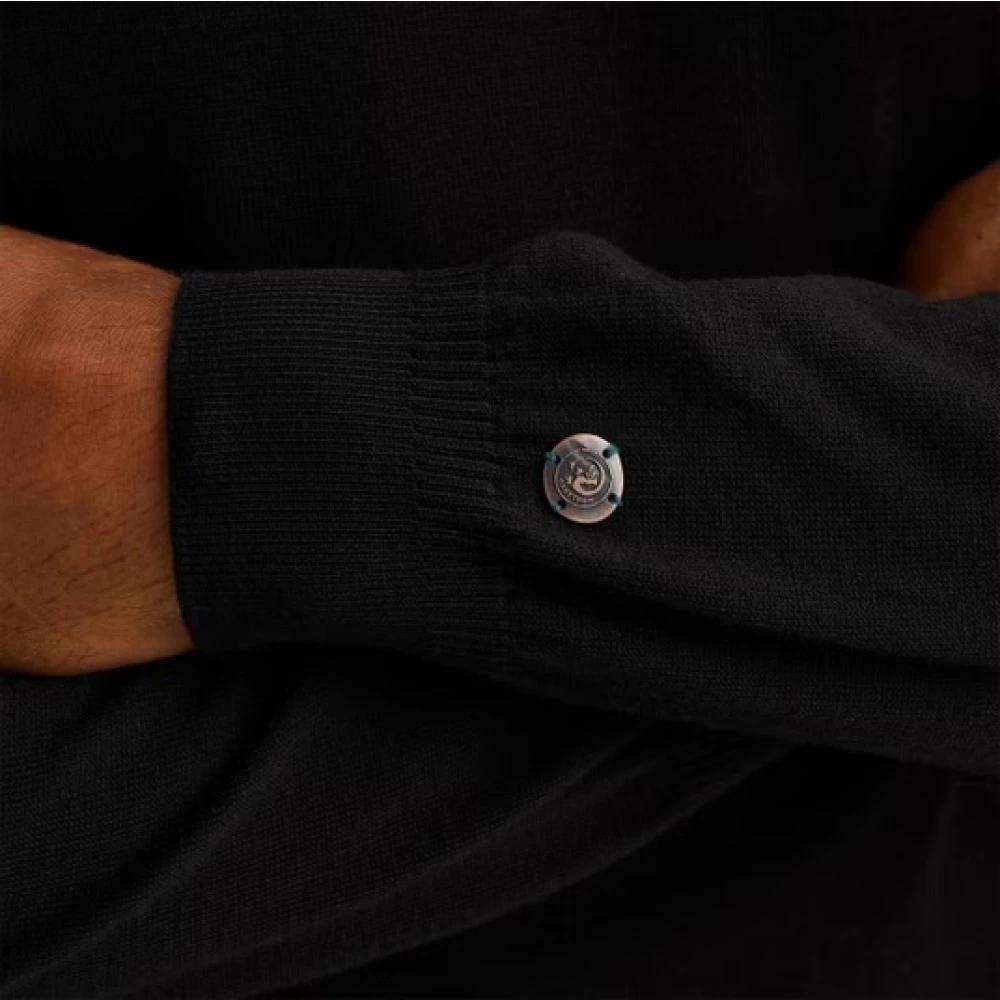 Cast Iron Essentiële Katoen Stretch Crewneck Trui Black Heren