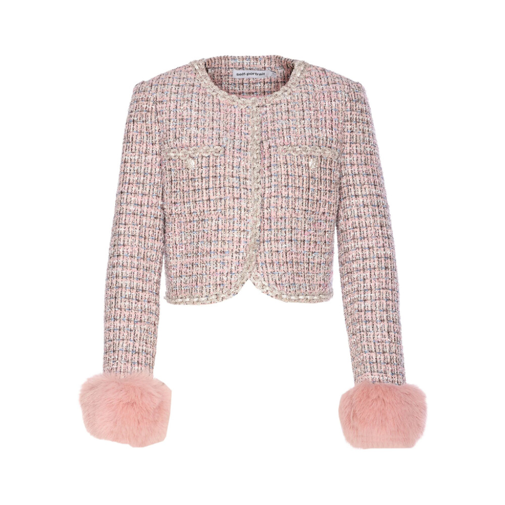 SELF PORTRAIT レスヘルトミティトレス PF24089MA PINK Pink Boucle Midi Dress – self-portrait-US