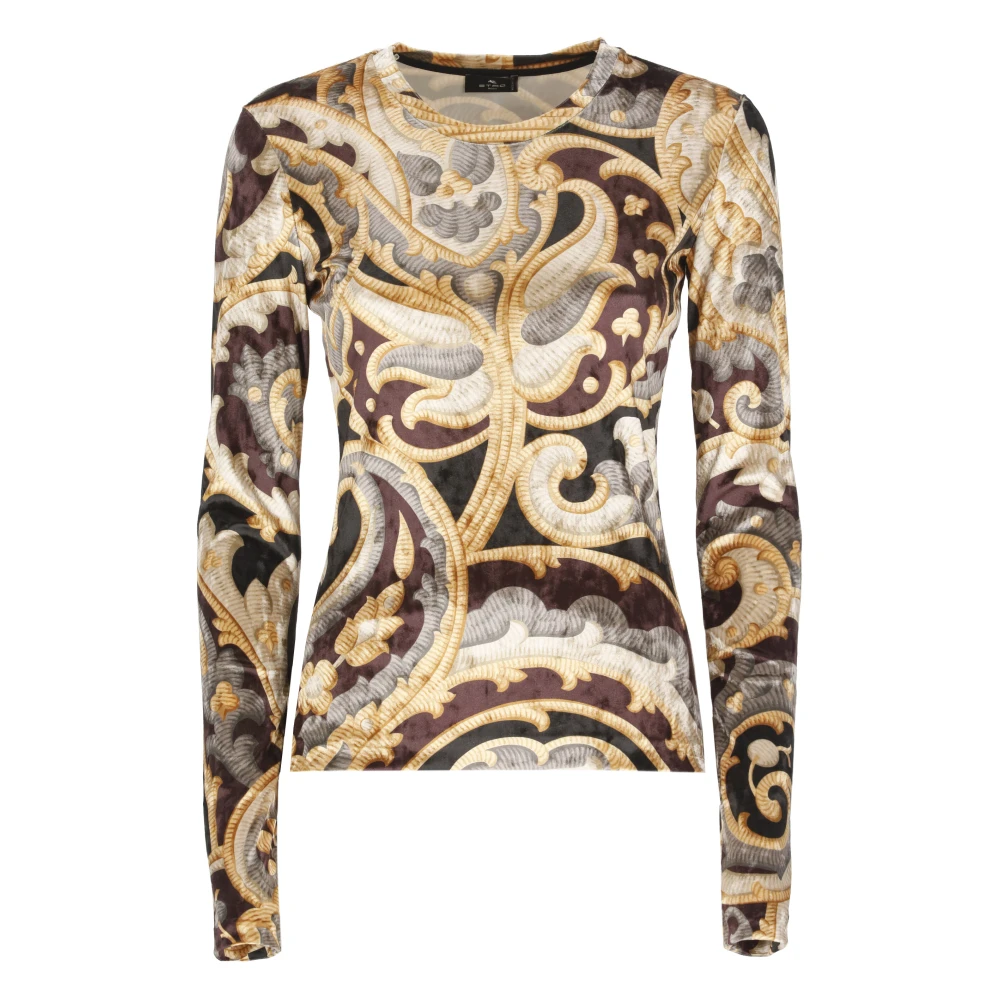 ETRO Multicolor Chenille Sweater met All-Over Print Multicolor Dames