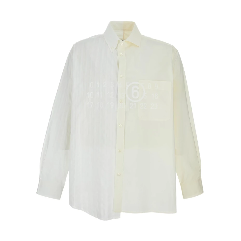 Mm6 Maison Margiela Men's White Numeric Asymmetric Shirt