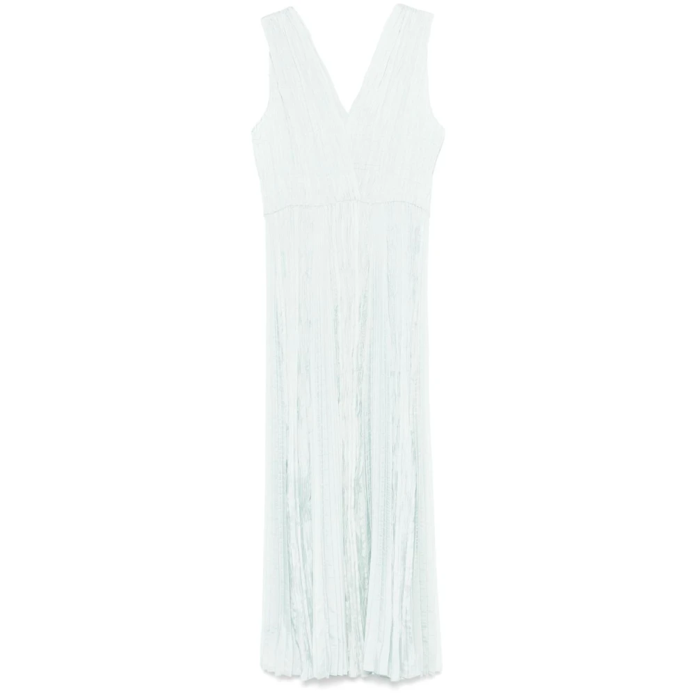 Forte Pastelblauwe Diepe V-hals Jurk Blue Dames