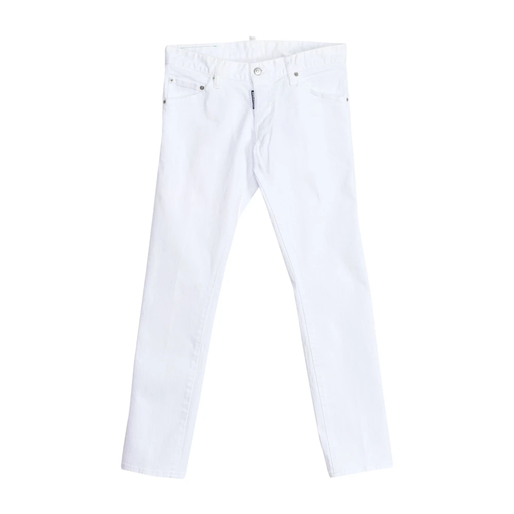 Dsquared2 White Slim Fit Jeans, Male, Xs, Straight Cut Long Trousers