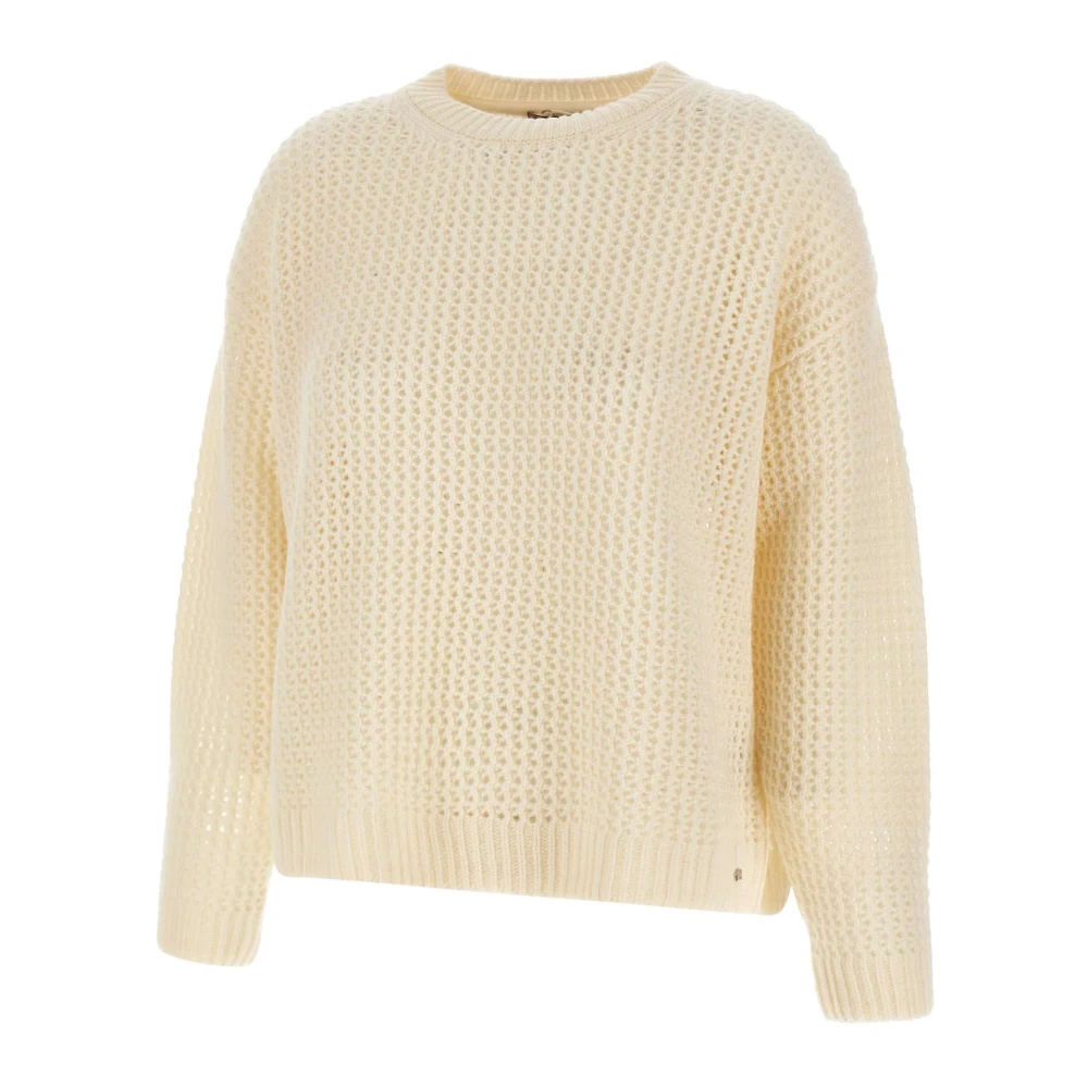 Herno Witte Wol Ronde Hals Sweater White Dames